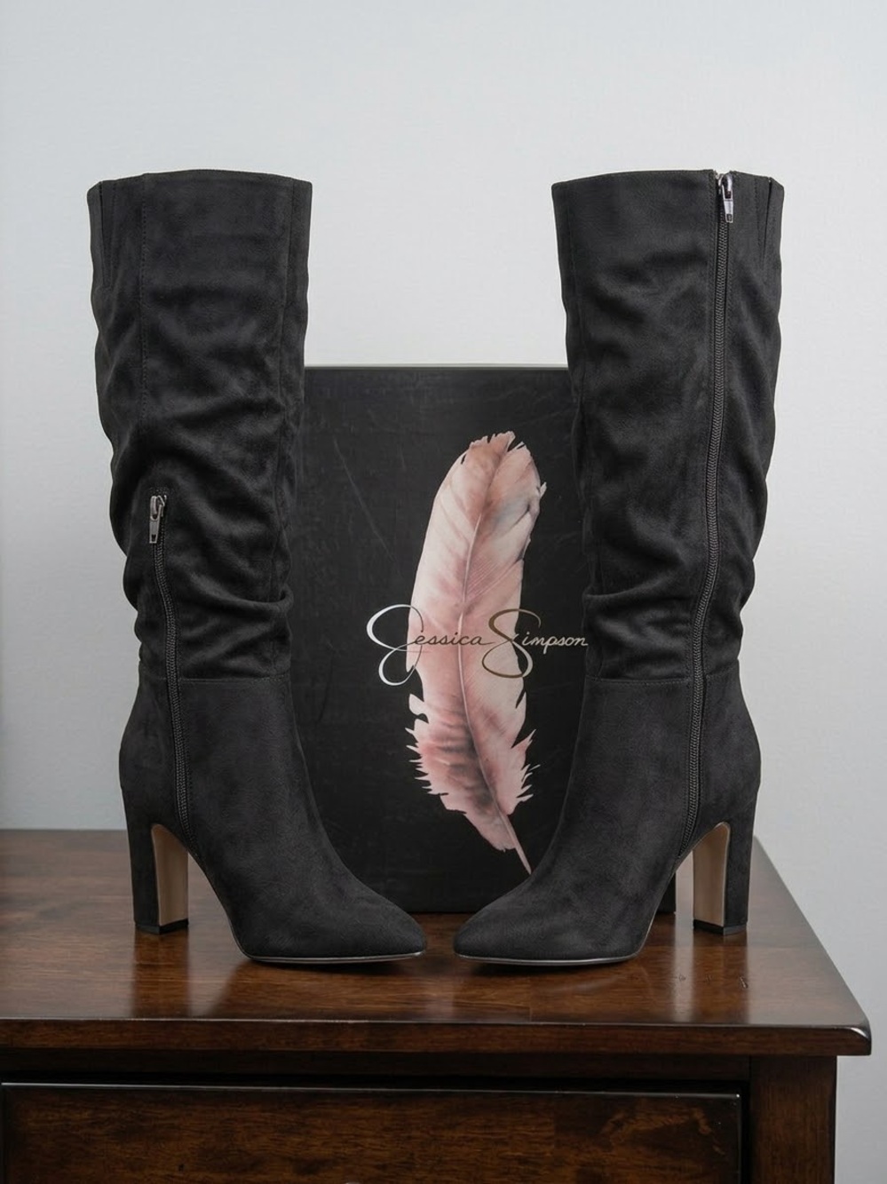 NIB Jessica Simpson Minerva Slouch Knee High Boots Black Microsuede Size 9M